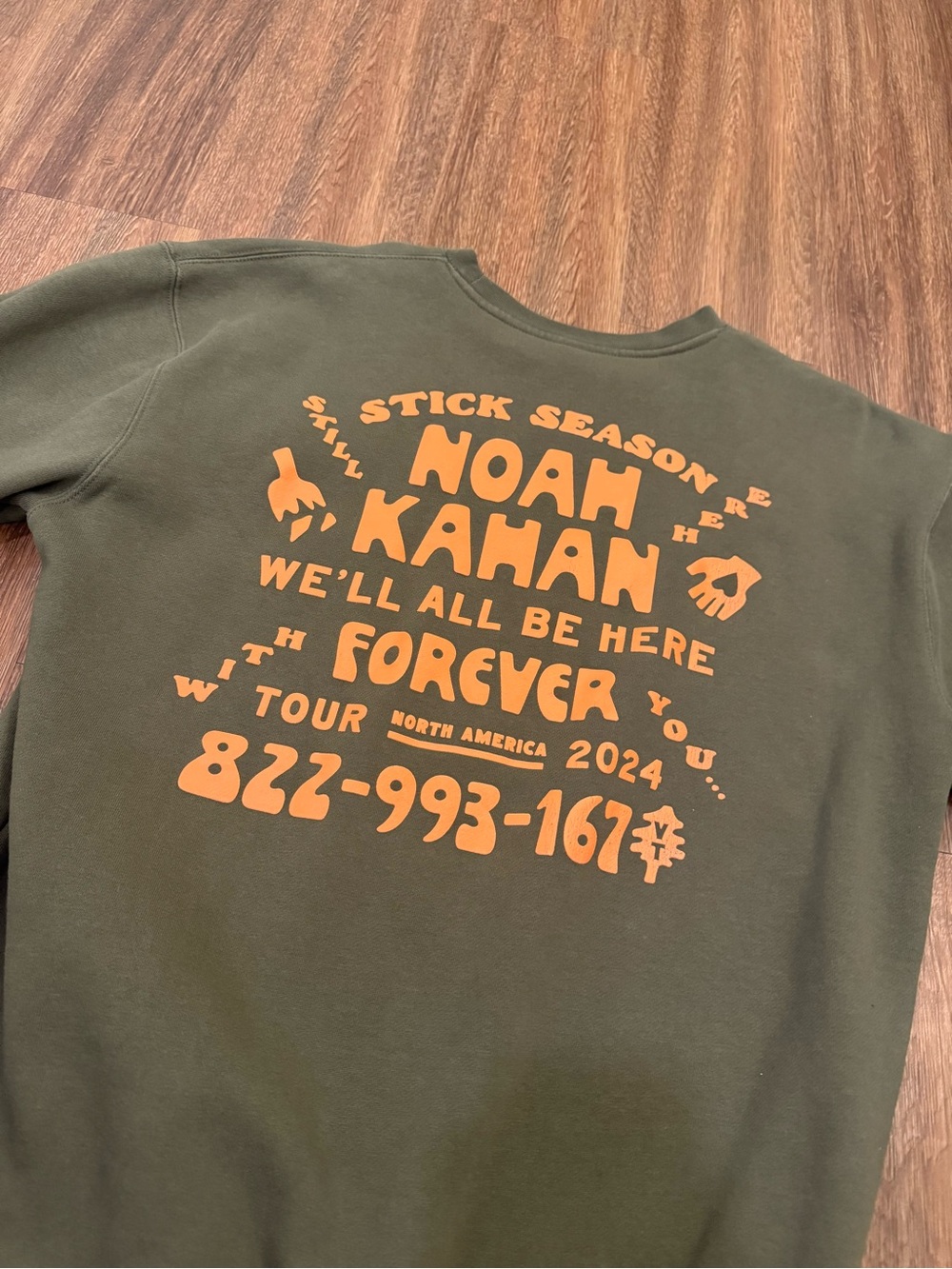 Noah Kahan 'Stick Season' Green Tour Crewneck Sweatshirt